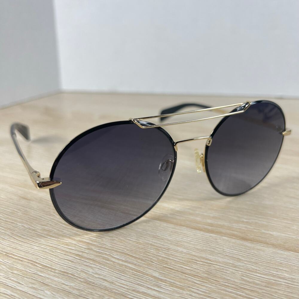 Rag & Bone RNB1011/S RHL 9O Sunglasses Round Oversized 59-17-145 Black Gold